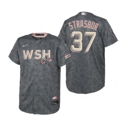 Washington Washington Nationals #37 Stephen Strasbur Youth Nike Gray 2022 City Connect Replica Jersey