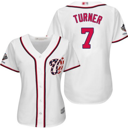 Washington Nationals #7 Trea Turner White Home 2019 World Series Champions Women's Stitched MLB Jersey