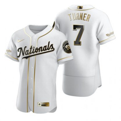 Washington Washington Nationals #7 Trea Turner White Nike Men's Authentic Golden Edition MLB Jersey