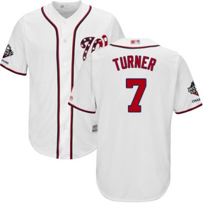 Washington Nationals #7 Trea Turner White New Cool Base 2019 World Series Champions Stitched MLB Jersey