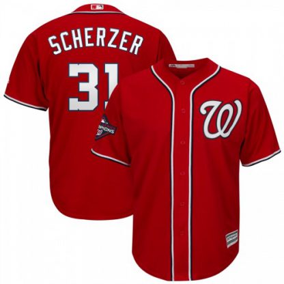 Washington Washington Nationals #31 Max Scherzer Majestic 2019 World Series Champions Alternate Big & Tall Cool Base Player Jersey Red