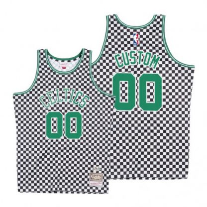 Mitchell & Ness Celtics Custom White Checkerboard HWC Throwback NBA Jersey