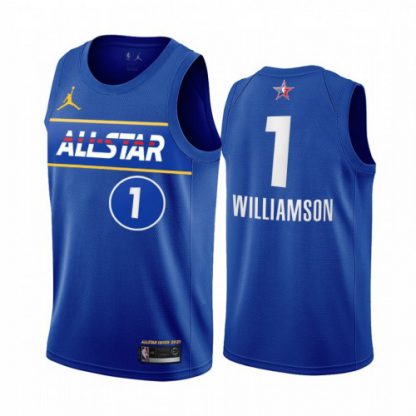 Men's #1 Zion Williamson Jordan Brand Blue 2021 NBA All-Star Game Swingman Finished Jersey