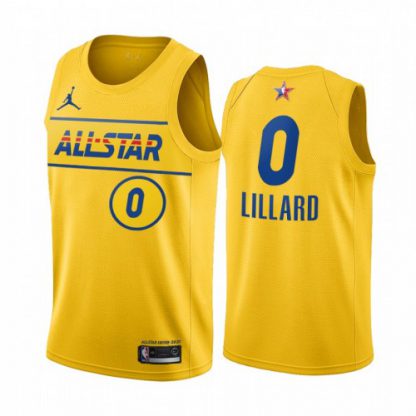 Men's #0 Damian Lillard Jordan Brand Gold 2021 NBA All-Star Game Swingman Finished Jersey