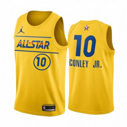 Men's #10 Mike Conley Jordan Brand Gold 2021 NBA All-Star Game Swingman Finished Jersey