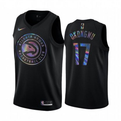 Nike Atlanta Hawks #17 Onyeka Okongwu Men's Iridescent Holographic Collection NBA Jersey - Black