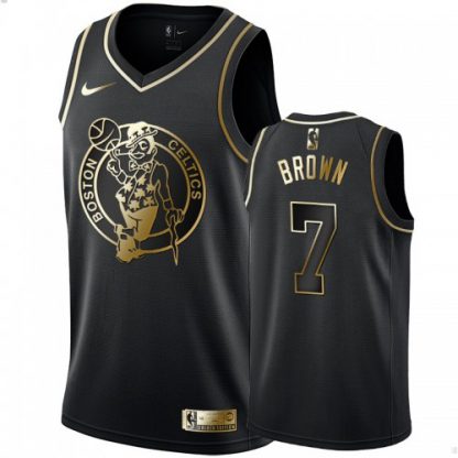 Nike Boston Celtics #7 Jaylen Brown Men's Black Golden Edition Swingman NBA Jersey