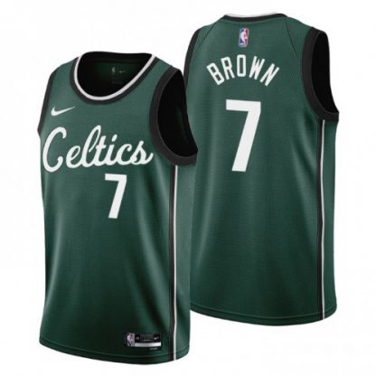 Nike Boston Celtics #7 Jaylen Brown Men's 2022-23 City Edition NBA Jersey - Cherry Blossom Green
