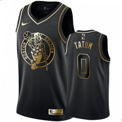 Nike Boston Celtics #0 Jayson Tatum Men's Black Golden Edition Swingman NBA Jersey