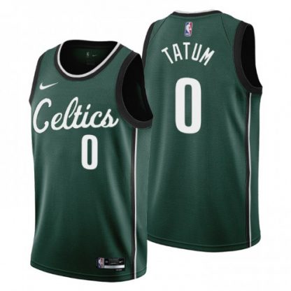Nike Boston Celtics #0 Jayson Tatum Men's 2022-23 City Edition NBA Jersey - Cherry Blossom Green