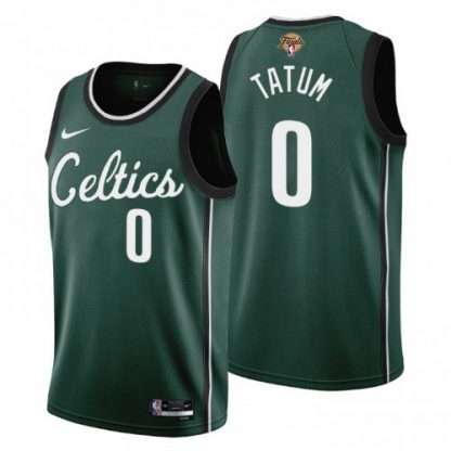 Nike Boston Celtics #0 Jayson Tatum Men's 2022 NBA Finals City Edition Jersey - Cherry Blossom Green