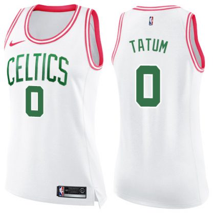 Nike Boston Celtics #0 Jayson Tatum White/Pink Women's NBA Swingman Fashion Jersey
