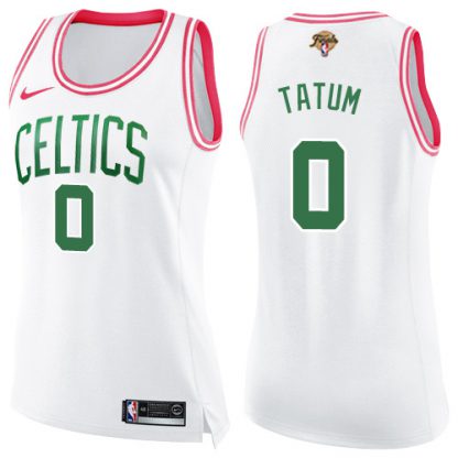 Nike Boston Celtics #0 Jayson Tatum White/Pink Women's 2022 NBA Finals Swingman Fashion Jersey