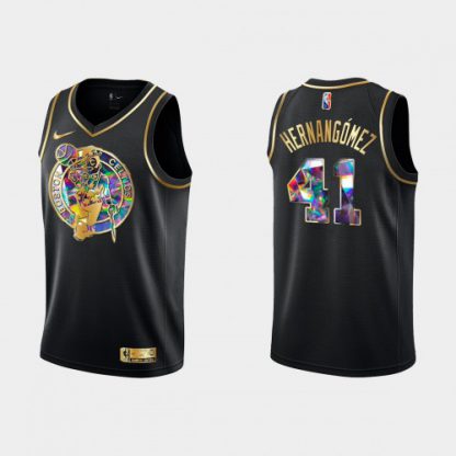 Boston Boston Celtics #41 Juancho Hernangomez Men's Golden Edition Diamond Logo 2021/22 Swingman Jersey - Black