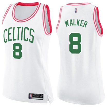 Nike Boston Celtics #8 Kemba Walker White/Pink Women's NBA Swingman Fashion Jersey