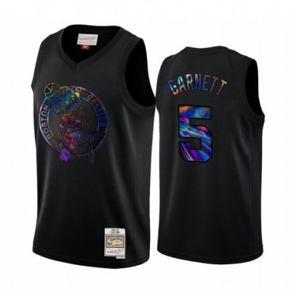 Mitchell and Ness Boston Celtics #5 Kevin Garnett Men's Iridescent HWC Limited NBA Jersey - Black