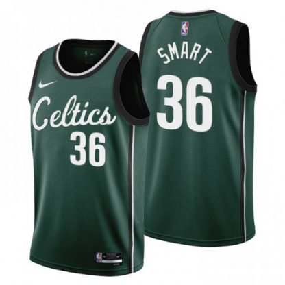 Nike Boston Celtics #36 Marcus Smart Men's 2022-23 City Edition NBA Jersey - Cherry Blossom Green