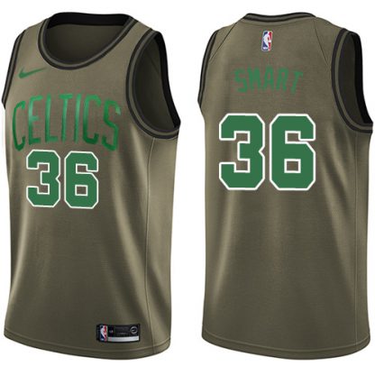 Nike Boston Celtics #36 Marcus Smart Green Salute to Service Youth NBA Swingman Jersey