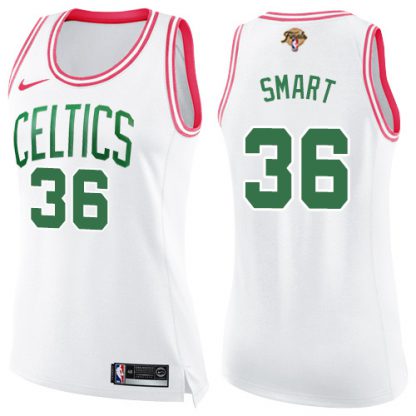 Nike Boston Celtics #36 Marcus Smart White/Pink Women's 2022 NBA Finals Swingman Fashion Jersey