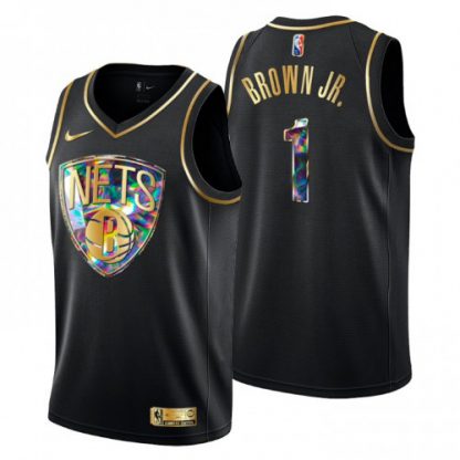 BrooklynBrooklyn Nets #1 Bruce Brown Jr. Men's Golden Edition Diamond Logo 2021/22 Swingman Jersey - Black