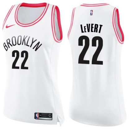 NikeBrooklyn Nets #22 Caris LeVert White/Pink Women's NBA Swingman Fashion Jersey