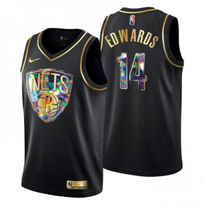BrooklynBrooklyn Nets #14 Kessler Edwards Men's Golden Edition Diamond Logo 2021/22 Swingman Jersey - Black