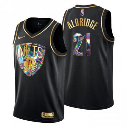 BrooklynBrooklyn Nets #21 Lamarcus Aldridge Men's Golden Edition Diamond Logo 2021/22 Swingman Jersey - Black