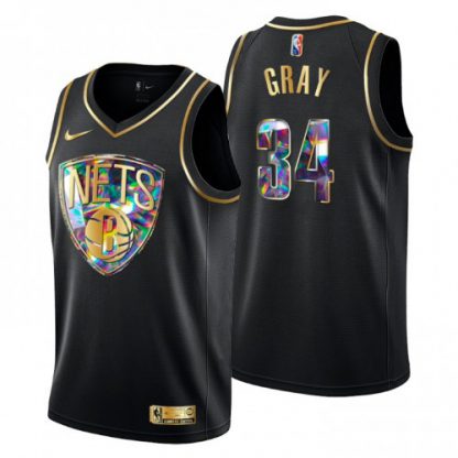 BrooklynBrooklyn Nets #34 Raiquan Gray Men's Golden Edition Diamond Logo 2021/22 Swingman Jersey - Black