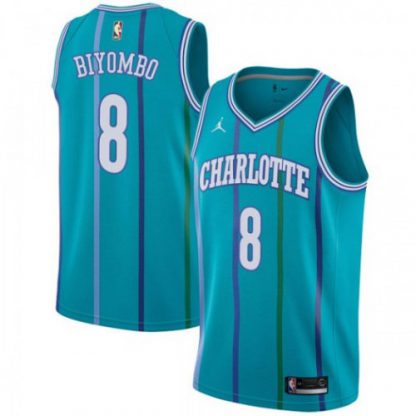 Nike Charlotte Hornets #8 Bismack Biyombo Aqua Women's NBA Jordan Swingman Hardwood Classics Jersey