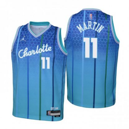 Charlotte Charlotte Hornets #11 Cody Martin Youth Nike Blue 2021/22 Swingman Jersey - City Edition