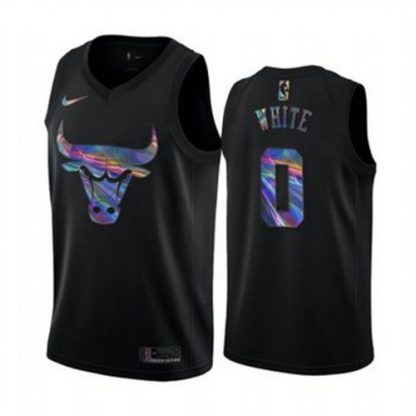 Nike Chicago Bulls #0 Coby White Men's Iridescent Holographic Collection NBA Jersey - Black