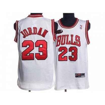 Chicago Bulls #23 Michael Jordan Stitched White Champion Patch NBA Jersey