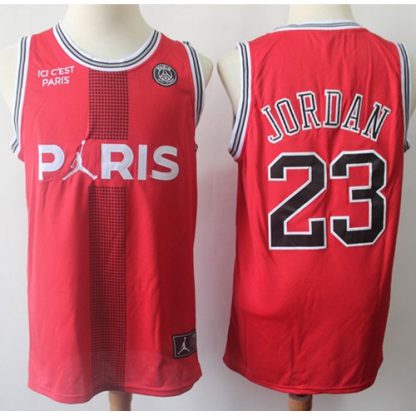 Chicago Bulls #23 Michael Jordan Red Ici C'est Paris Stitched NBA Jersey