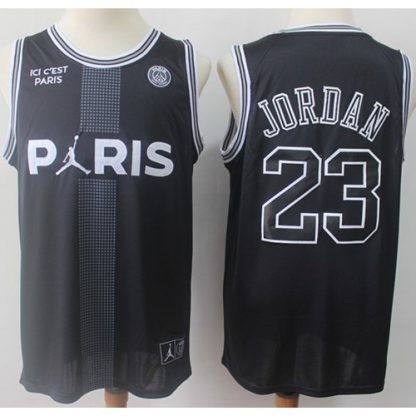 Chicago Bulls #23 Michael Jordan Black Ici C'est Paris Stitched NBA Jersey