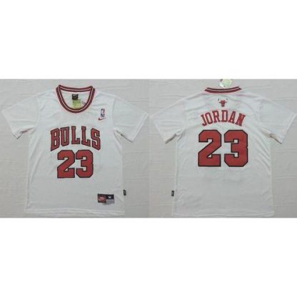 Chicago Bulls #23 Michael Jordan White Short Sleeve Stitched NBA Jersey