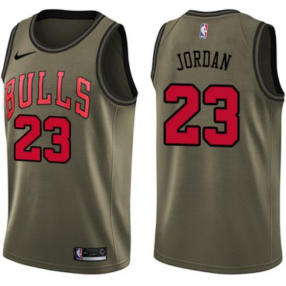 Nike Chicago Bulls #23 Michael Jordan Green Salute to Service Youth NBA Swingman Jersey