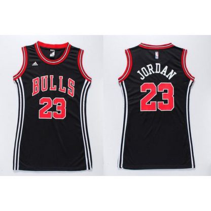 Chicago Bulls #23 Michael Jordan Black Dress Women's Stitched NBA Jersey