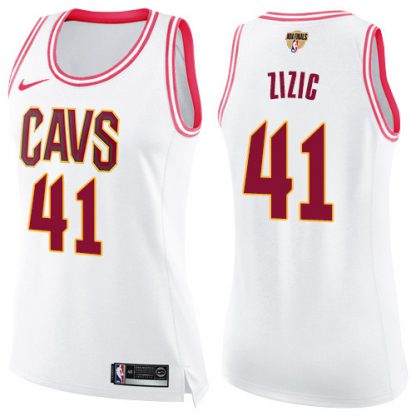 Nike Cleveland Cavaliers #41 Ante Zizic White/Pink The Finals Patch Women's NBA Swingman Fashion Jersey