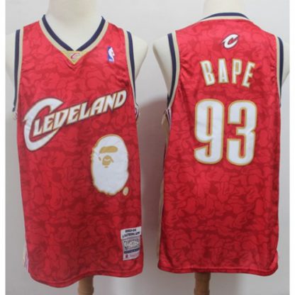 Mitchell And Ness A Bathing Ape Cleveland Cavaliers #93 Bape Red Stitched NBA Jersey