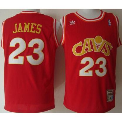Mitchell and Ness Cleveland Cavaliers #23 LeBron James Stitched Red CAVS NBA Jersey