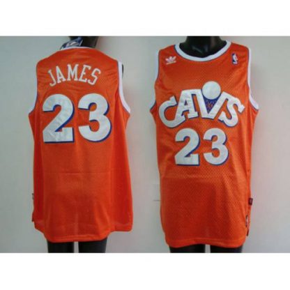 Mitchell and Ness Cleveland Cavaliers #23 LeBron James Stitched Orange CAVS NBA Jersey