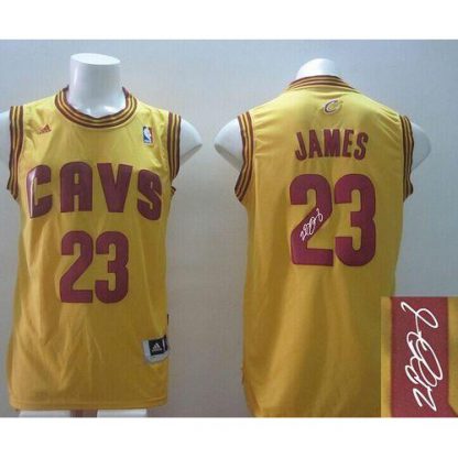Revolution 30 Autographed Cleveland Cavaliers #23 LeBron James Yellow Alternate Stitched NBA Jersey