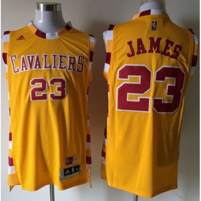 Cleveland Cavaliers #23 LeBron James Yellow Throwback Short Sleeve Stitched NBA Jersey