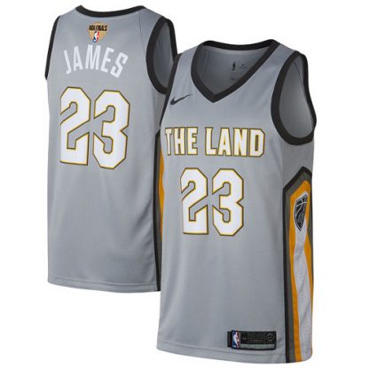 Nike Cleveland Cavaliers #23 LeBron James Gray The Finals Patch NBA Swingman City Edition Jersey