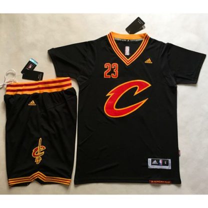 Cleveland Cavaliers #23 LeBron James Black Short Sleeve C A Set Stitched NBA Jersey