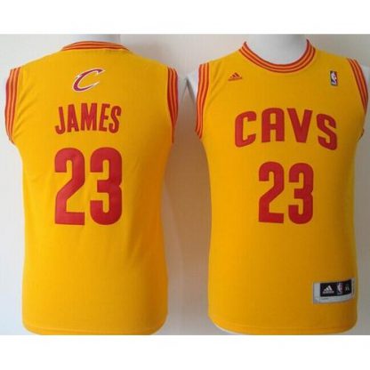 Revolution 30 Cleveland Cavaliers #23 LeBron James Gold Stitched Youth NBA Jersey