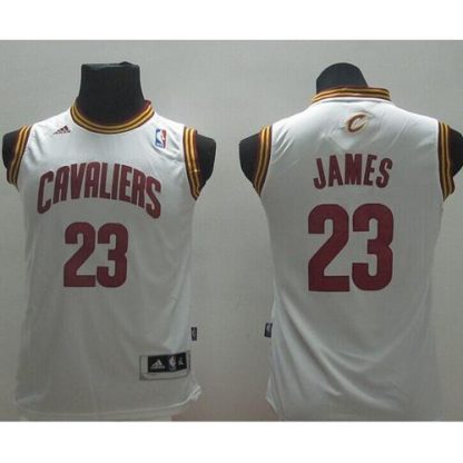 Revolution 30 Cleveland Cavaliers #23 LeBron James White Stitched Youth NBA Jersey