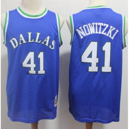 Mitchell and Ness Dallas Mavericks #41 Dirk Nowitzki Stitched NBA Blue Throwback Jersey