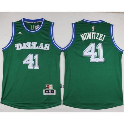 Dallas Mavericks #41 Dirk Nowitzki Green Hardwood Classics Performance Stitched NBA Jersey