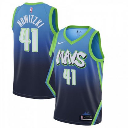 Men's Dallas Dallas Mavericks #41 Dirk Nowitzki Nike Blue 2019-20 Finished City Edition Swingman Jersey